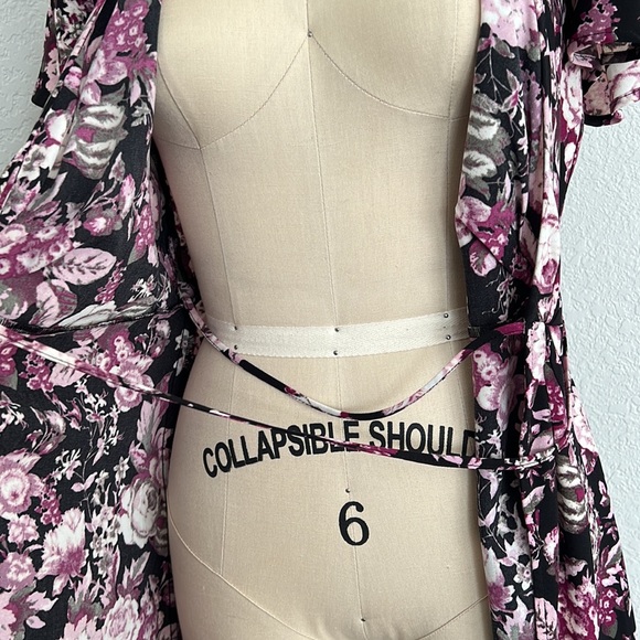 Free Press Womens Black Floral Patterned Short Sleeve Wrap Dress Size XS-M - Picture 11 of 13